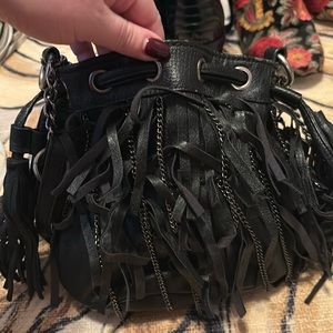 Leather fringe bag